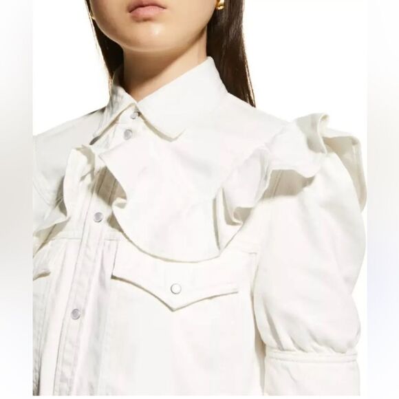 Zadig & Voltaire Toky Ruffle Denim Shirt Flawed, size XS - Picture 7 of 14